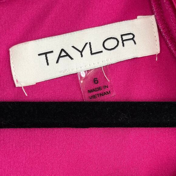 Taylor Pink Chiffon Clip-Dot Long Balloon Sleeve V-Neck Midi/Maxi Dress 6 NWT - Picture 4 of 14